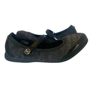 Michael Kors Amber Meg Black Leather Ballerina Flats Mary Janes Bucked size 36